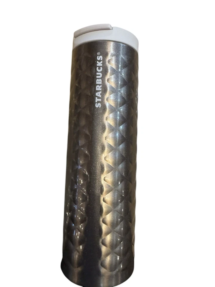 Vaso de café Starbucks oro diamante martillado delgado de acero inoxidable 16 OZ Foto 1 de 3