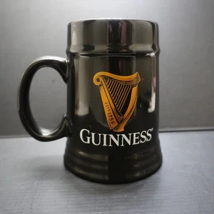 Guinness Beer/Coffee Mug 16oz Black With Gold Harp Logo Double Sided Bar Pub Vtg - Picture 1 of 5