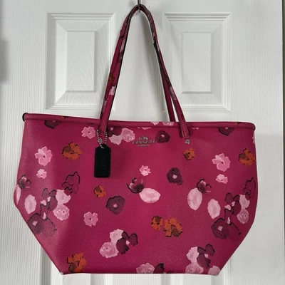 Coach Street Zip Tote F35161 Pink Multicolor Floral Print Canvas, Defects - Image 1 of 4
