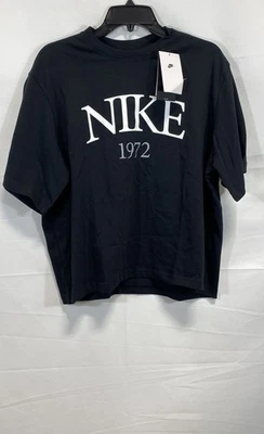 NWT Nike Womens 1972 Retro Logo Loose Fit T-Shirt Black Sz L - Image 1 of 4