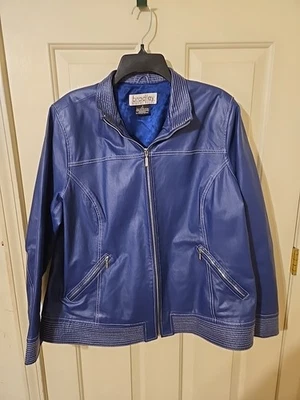 Vintage! 1X Electric Blue Bradley Bayou Leather Jacket. Excellent Condition - Image 1 of 4