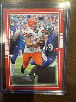 2020 Panini Donruss Donruss Threads Baker Mayfield #23 (MEM) Player Worn - Image 1 of 2