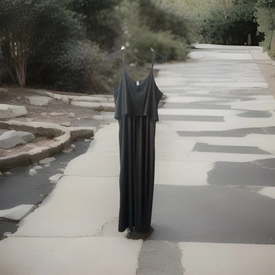 Zenana Strappy Layered  Long Maxi Sundress Size XL Black V Neck Stretchy Ribbed - Изображение 1 из 4