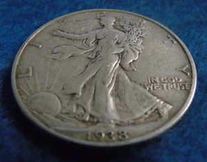 1938-P WALKING LIBERTY 90% SILVER HALF DOLLAR 50C Cent Fifty 1/2 XF? EF? - Picture 1 of 6