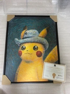 Pokemon Van Gogh Pikachu Canvas Art Cornice Nera S 45x35cm Edizione Limitata Nuovo - Foto 1 di 2