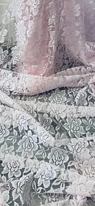 Baby Pink Floral Lace Fabric 45'' PRICE PER METER - Picture 1 of 2
