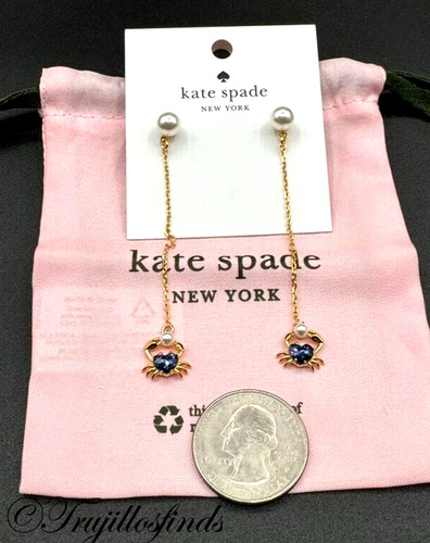 Orecchini Lineari Kate Spade Artigli Fuori Granchio Tono Oro KC769 Nuovi