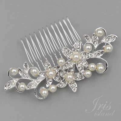 新娘发梳珍珠水晶头饰婚礼配件别针夹 05312 — 第 1/4 张图片
