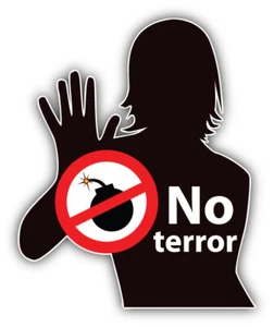 Adesivo decalcomania paraurti auto sagoma ragazza segno stop no terror ban - ''TG.'' - Foto 1 di 1