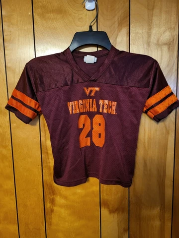 Virginia Tech Football Jersey KIDS CHILDS size 4 Marron Orange #28 VPI HOKIES K1 Cover