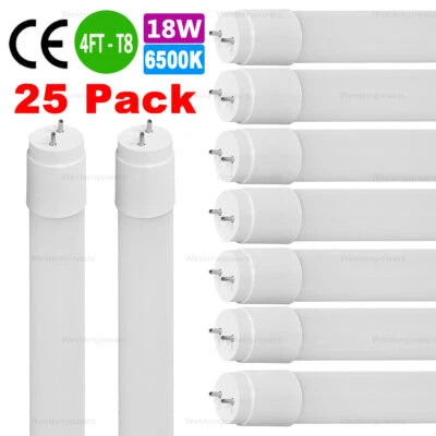 25-Pack 4FT T8 LED Tube Light Fluorescent Replacment Daylight Milky Cover 6500K - Image 1 of 4
