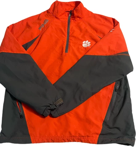 Clemson Tigers Golf Rain Gear Jacket PING Sz L Team Authentic 1/4 Zip Cover