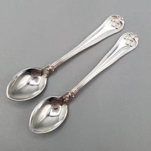 2 Danish Silver Fiddle Thread Acanthus Salt Spoons Johannes Siggaard Hi Quality! - Picture 1 of 7