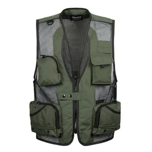 Men Sleeveless Gilet Pocket Vest Waistcoat Jacket Mesh Outdoor Fishing Top Solid - Picture 1 of 13