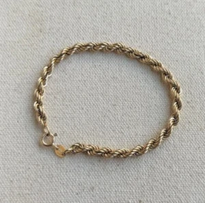 "Hermoso brazalete de cuerda de oro amarillo 9K 375 7"" 3,5 gramos" - Imagen 1 de 12
