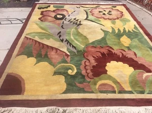 VINTAGE NEPAL MODERN ABSTRACT DESIGN ORIENTAL RUG HAND KNOTTED WOOL 8’ X 10’ - Picture 1 of 12
