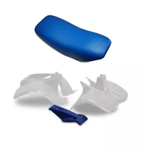 Plastics Set & Seat For Suzuki LT50 White Front, Rear Fender, Blue Nose Cone - Picture 1 of 5