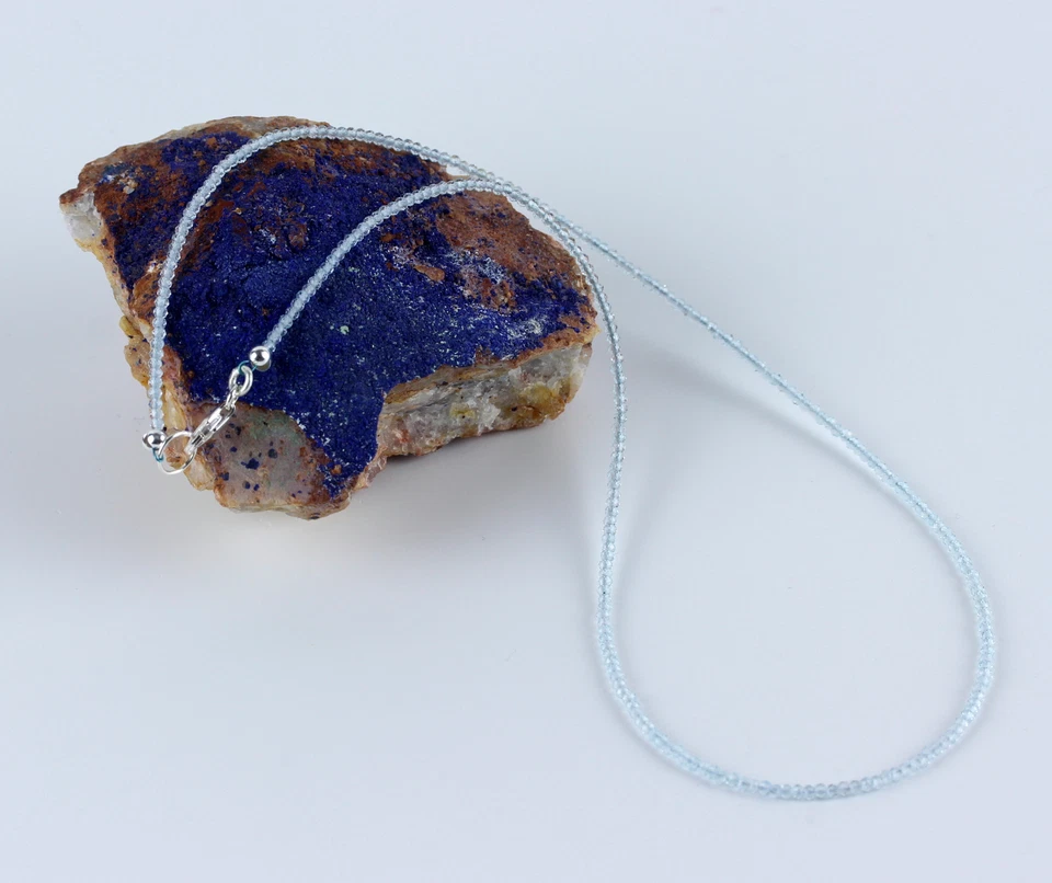 Topazio Blu Collana Pietre Preziose Sfera Collier 925 Gioiello IN Argento Bello - Immagine 1 di 1