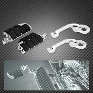 Chrome 1-1/4"Engine Guard Highway Long Angled Mount Foot Pegs For Harley Touring - Picture 1 of 18