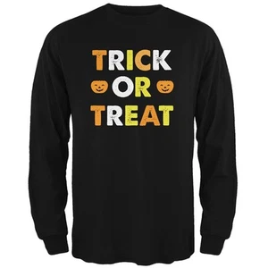 Halloween Trick Or Treat Black Adult Long Sleeve T-Shirt - Picture 1 of 1