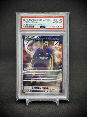 Lionel Messi 2017 Topps Chrome UCL Lightning Strike Refractor PSA 10 - Image 1 of 2