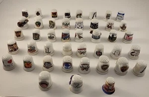 35 Porcelaine Thimbles States & Cities - Picture 1 of 7