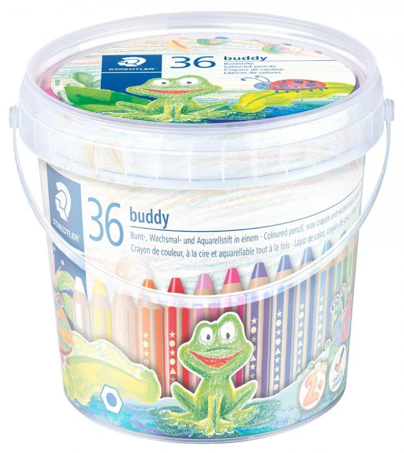 STAEDTLER Hexagonal-Buntstift buddy, 36er Eimer + Spitzer - Bild 1 von 1