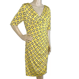 Ralph Lauren SZ 12 Yellow Black Ruched Stretch Jersey Bodycon Dress Sheath NEW - Picture 1 of 12