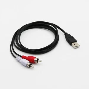 1.5m USB A Male to 2x RCA Phono Male AV Cable Lead PC TV Aux Audio Video Adapter - Picture 1 of 8