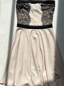 Strapless A-Line Black Eyelash Lace and Cream Cocktail Dress - Size S - Picture 1 of 6