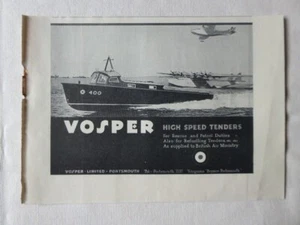 9/1937 PUB VOSPER PORTSMOUTH HIGH SPEED TENDERS RESCUE PATROL REFUELLING AD - Foto 1 di 1