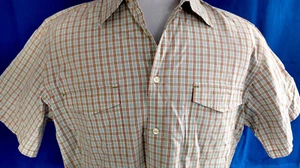 Gap Dress Shirt Mens Large Plaid Green Red Blue Short Sleeve Button Down Pocket - Picture 1 of 8