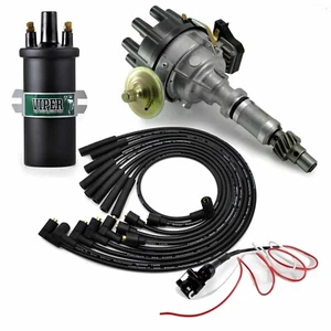 Rover V8 Electronic Distributor & Viper ignition coil and Black 8mm Leads - Picture 1 of 9
