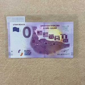Euro Souvenir Banknote Utah Beach France Serial Number UELQ 003377 - Picture 1 of 2