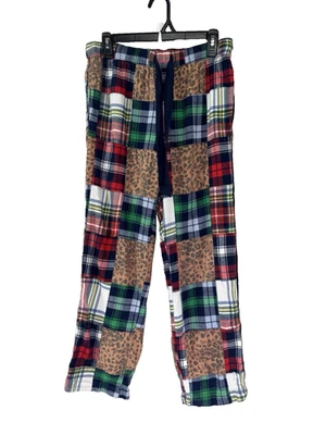 Pantalones de salón pequeños Aerie para mujer Madrás a cuadros leopardo retazos RL Navidad acogedores Foto 1 de 4