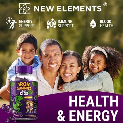 Gomitas de hierro New Elements para niños con vitamina C en crecimiento energético niños sin OGM Foto 1 de 4