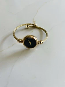 Vintage Watch 20mm Shell Dial Quartz Women's Watch Black - Picture 1 of 4