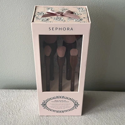Coleção de pincéis de maquiagem Sephora 5 peças para olhos e rosto rosa em pó infundido - Imagem 1 de 2