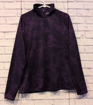 Pullover Under Armour para mujer talla XL 1/4 cremallera púrpura cuello falso logotipo agujeros para los pulgares Foto 1 de 4