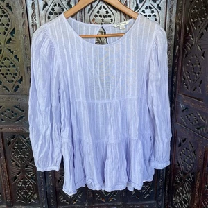 Top tunica babydoll etereo lilla garza donna S boho fairycore camicetta contadina - Foto 1 di 9