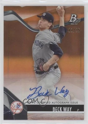 2021 Bowman Platinum Top Prospects Orange Auto /25 Beck Way #TOP-18 Auto - Image 1 of 2