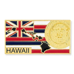 PinMart's State Shape of Hawaii   and Hawaii Flag Lapel Pin 1-1/4" - Picture 1 of 3