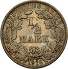 Deutsches Reich 1/2 Mark 1916 Silber  2,8 g Original Münze #PLY5