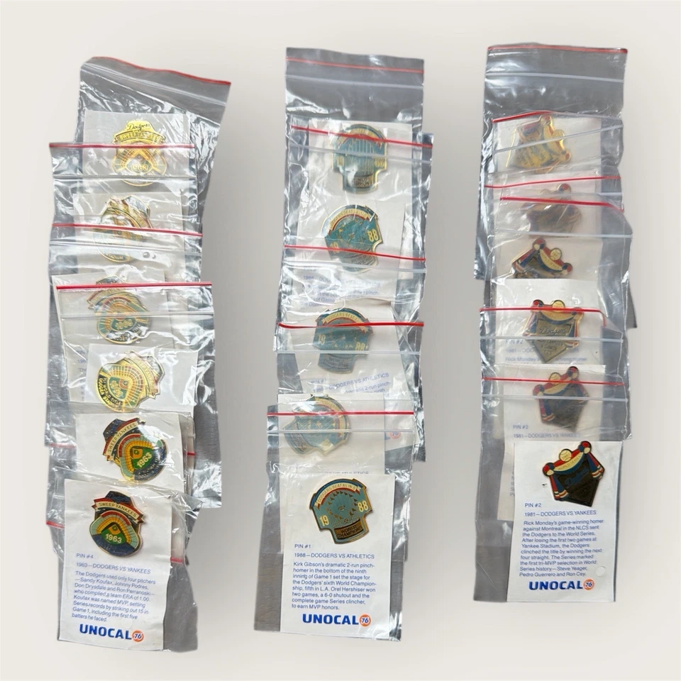 LOTE DE 83 Nuevos Prendedores de Solapa Unocal 76 De Colección Años 80 De Los Angeles Dodgers 25 Aniversario Foto 1 de 4