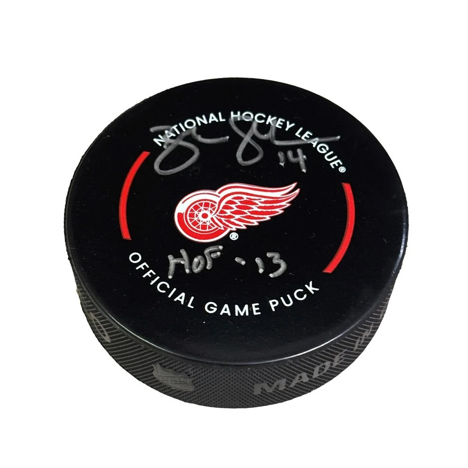 Disco de juego oficial firmado por Brendan Shanahan Detroit Red Wings - HOF'13 (Beckett) Foto 1 de 2