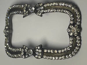 Antique Georgian silver plated? and clear paste stone large bow edged buckle - Picture 1 of 18