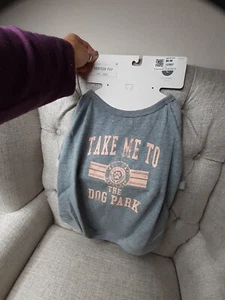 NUEVO CON ETIQUETAS Grayson Pup The Label Camisa Gris Perro Grande "Llévame al Parque de Perros" - Imagen 1 de 8