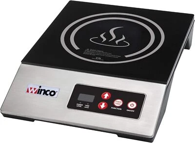 Winco EIC-400E 120V 4-3/4' x 10-1/4' Induction Cooker 1800 W, Silver/Black  - Image 1 of 2