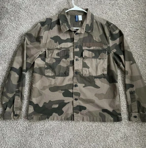 H&M Camouflage Canvas Jacket | Size Large | Embroidered Back | Divided Camo Army - Picture 1 of 8
