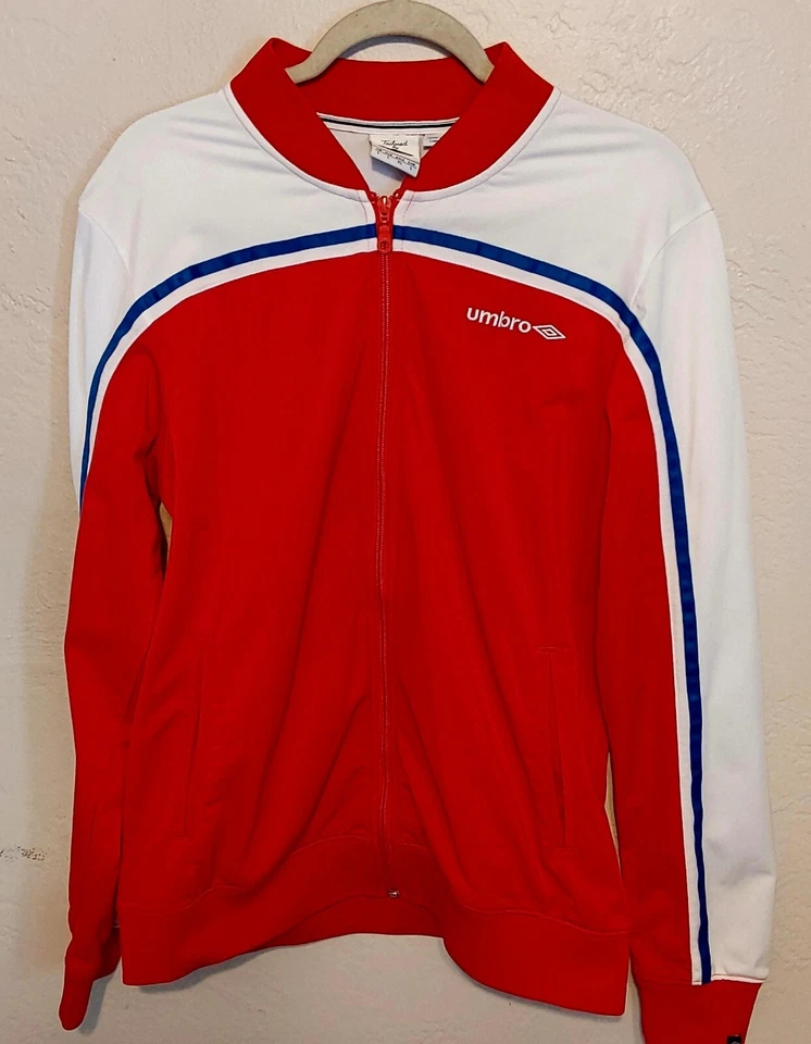 Chaqueta deportiva grande Umbro vintage con cremallera completa manga larga EE. UU. roja blanca azul Foto 1 de 1